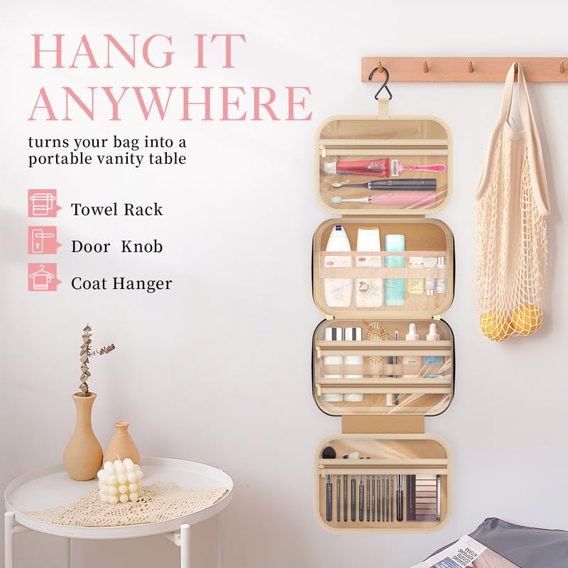 HOTOR Travel Toiletry Bag – Hanging Organizer, Waterproof, Large Capacity