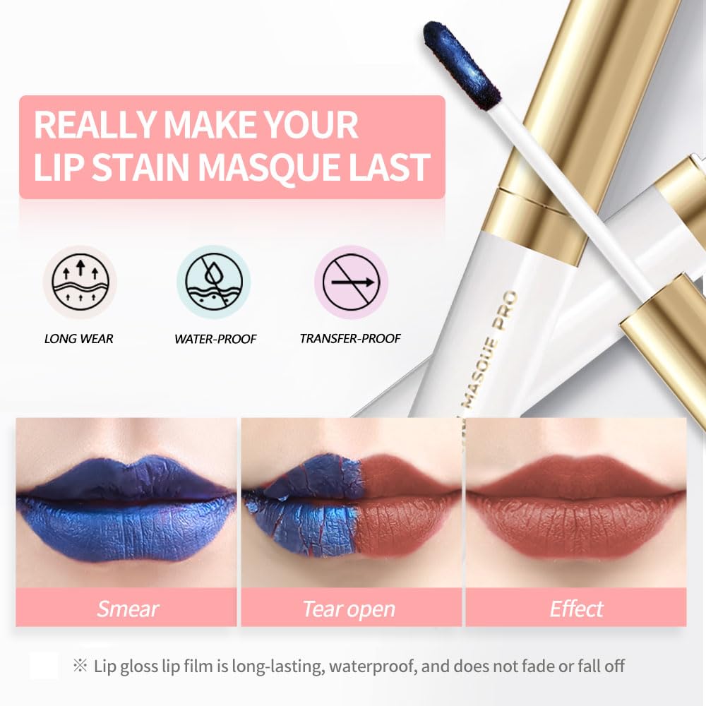 Lip Stain - Wipe-Off & Peel Off Lip Color | Waterproof, Long Lasting, Transfer-Resistant & Smudge-Proof | Easy Wipe Finish, High Pigment | All-Day Kiss-Proof Lip Stain - Muted Terracotta | Houksouml