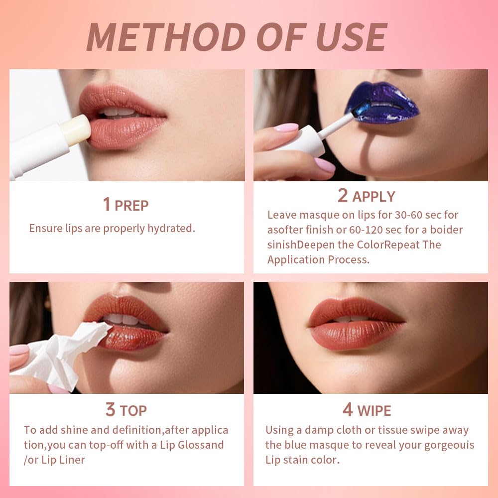 Lip Stain - Wipe-Off & Peel Off Lip Color | Waterproof, Long Lasting, Transfer-Resistant & Smudge-Proof | Easy Wipe Finish, High Pigment | All-Day Kiss-Proof Lip Stain - Muted Terracotta | Houksouml