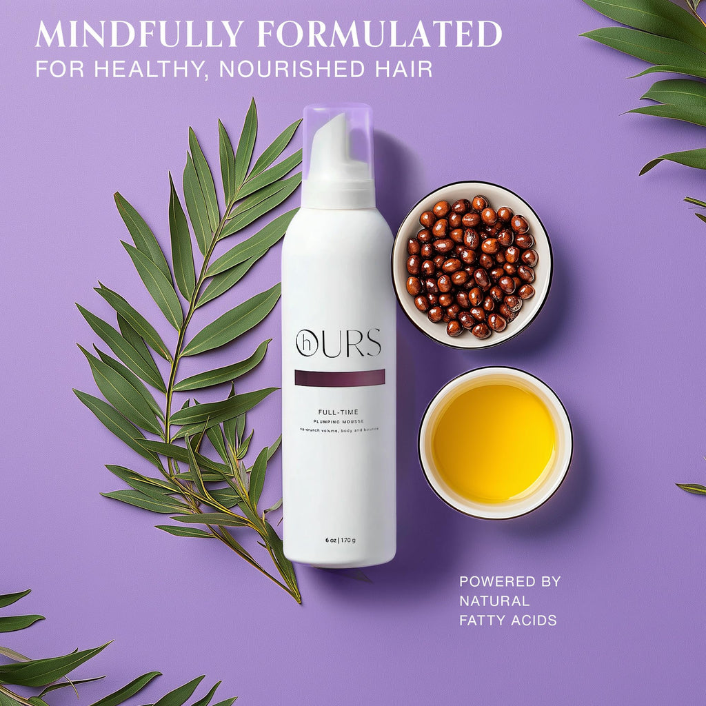 hOURS haircare Full-Time Plumping Mousse – Professional Volume, No Crunch, Sulfate & Paraben Free | 6 oz