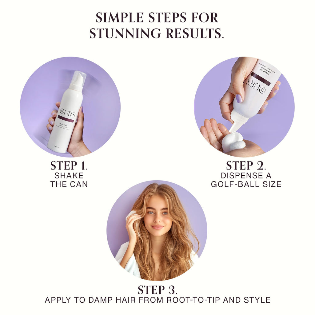 hOURS haircare Full-Time Plumping Mousse – Professional Volume, No Crunch, Sulfate & Paraben Free | 6 oz
