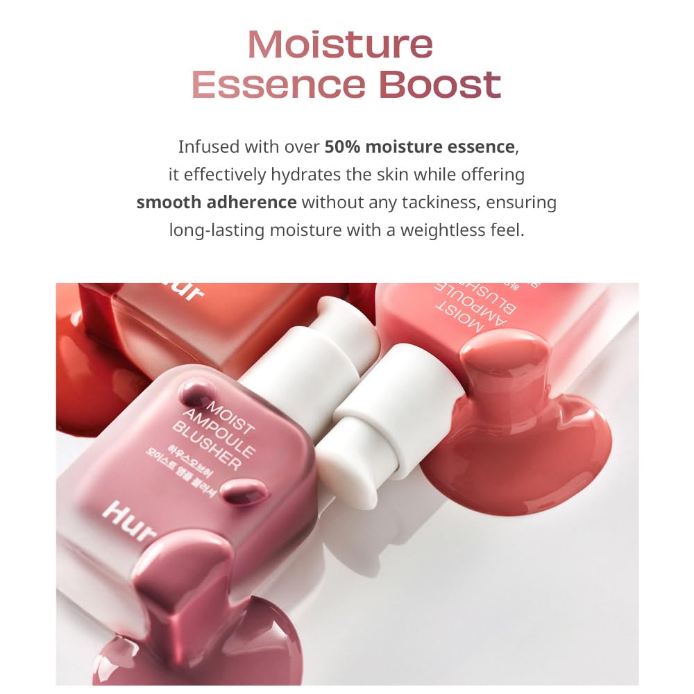 House of Hur Moist Ampoule Blusher – Buildable Water-Based Formula with 50% Moisture Essence (03 Rose Brown, 20ml)