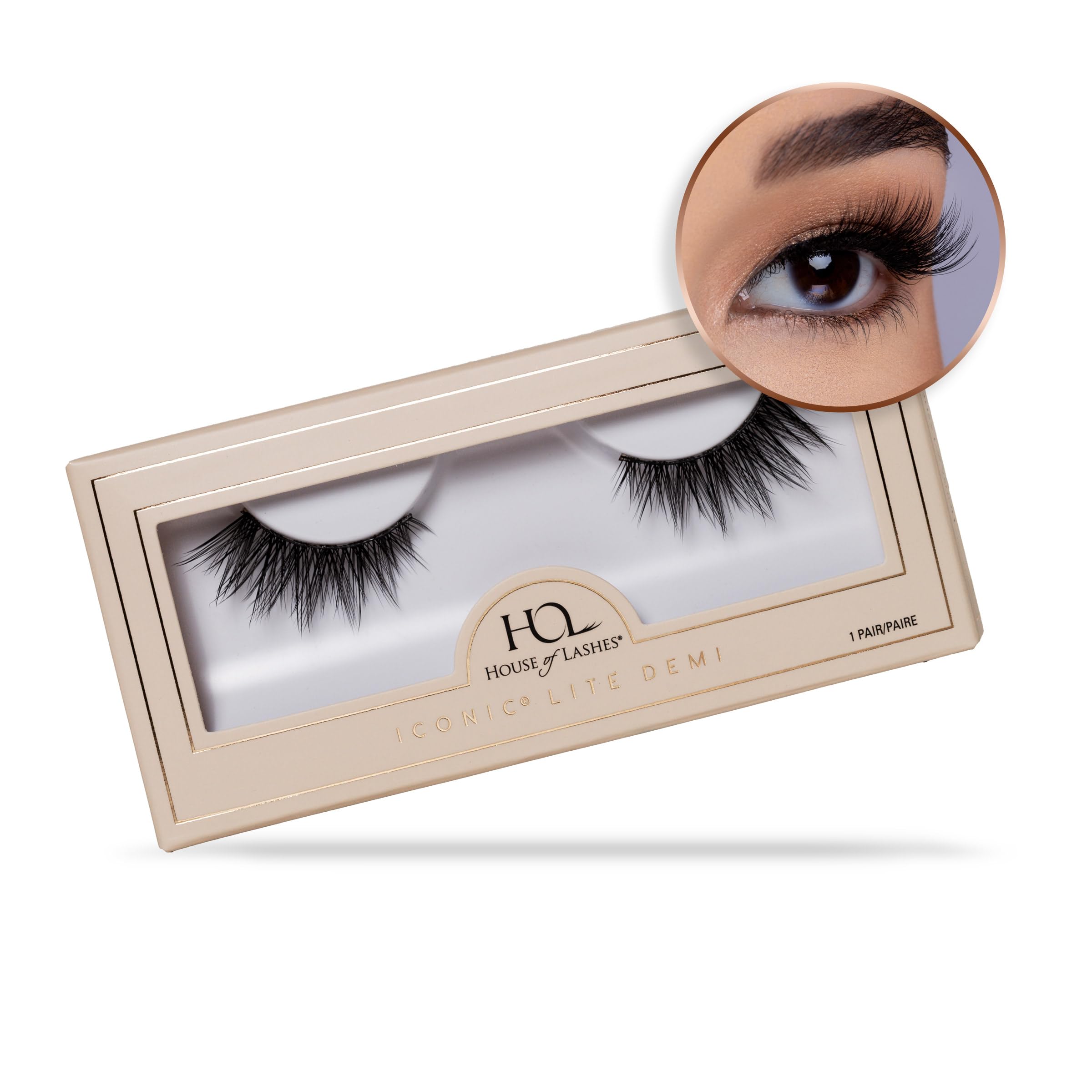 House of Lashes Iconic Lite Demi – Lightweight Faux Mink Llashes for Bold Cat-Eye