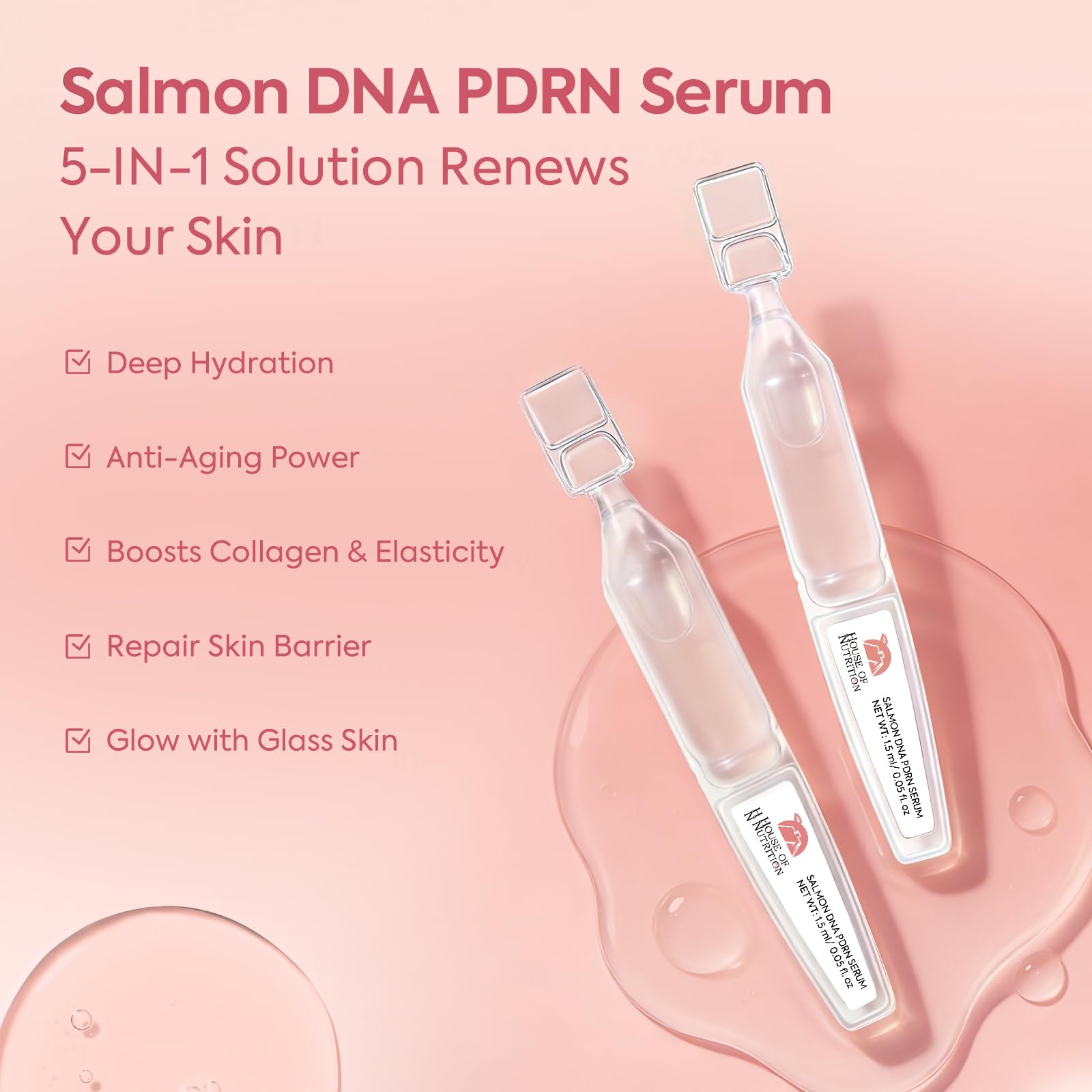 House of Nutrition Salmon DNA Serum – 99% PDRN High-Purity Ampoule for Deep Hydration