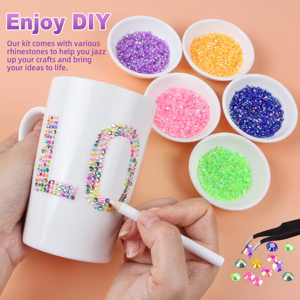 HRLbrc 25,000 Pink Jelly Resin Rhinestones – 32-Grid Bedazzler Kit with B7000 Glue