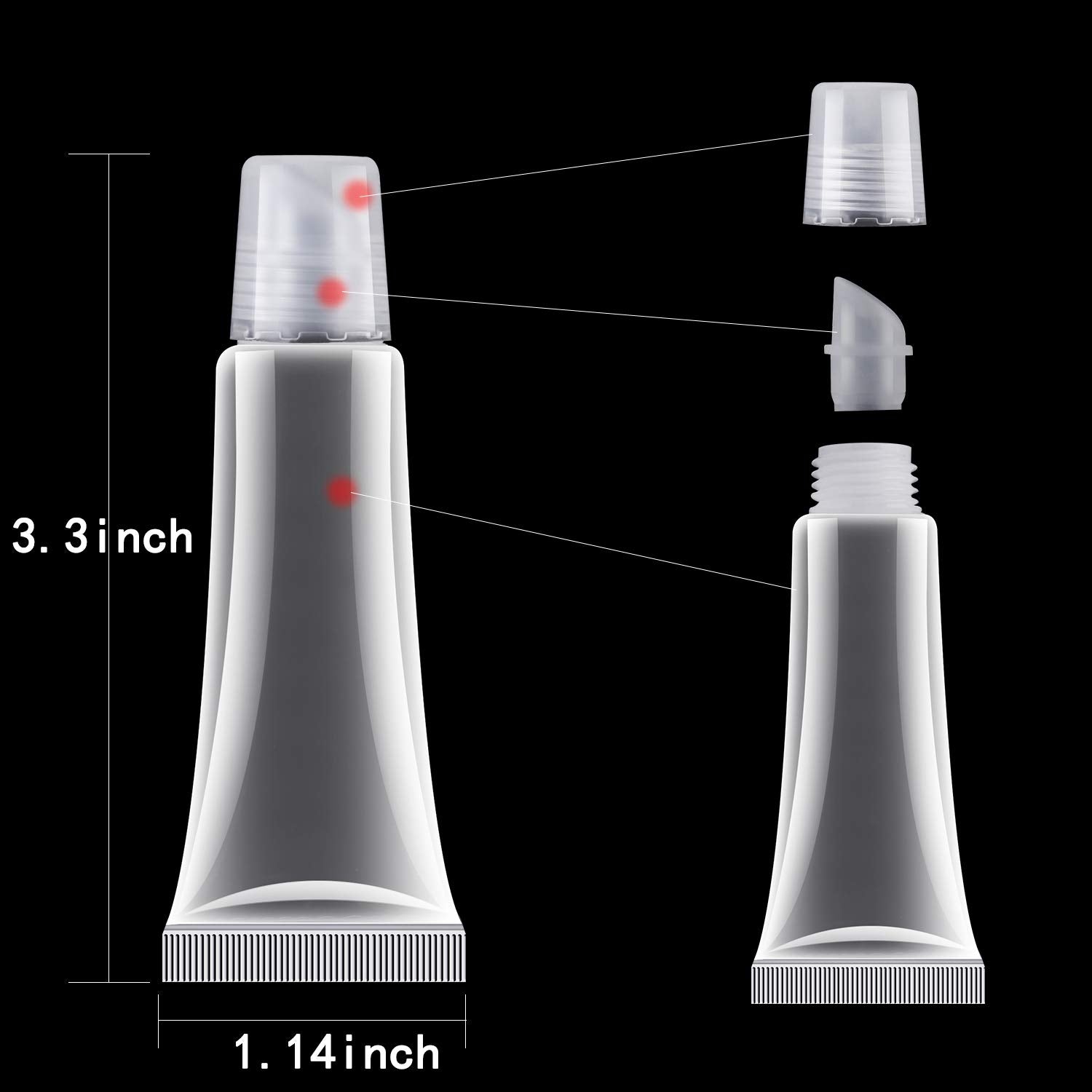 HRLORKC 200Pcs 10ml Empty Lip Tubes – Leak-Proof, Portable Lip Container Set
