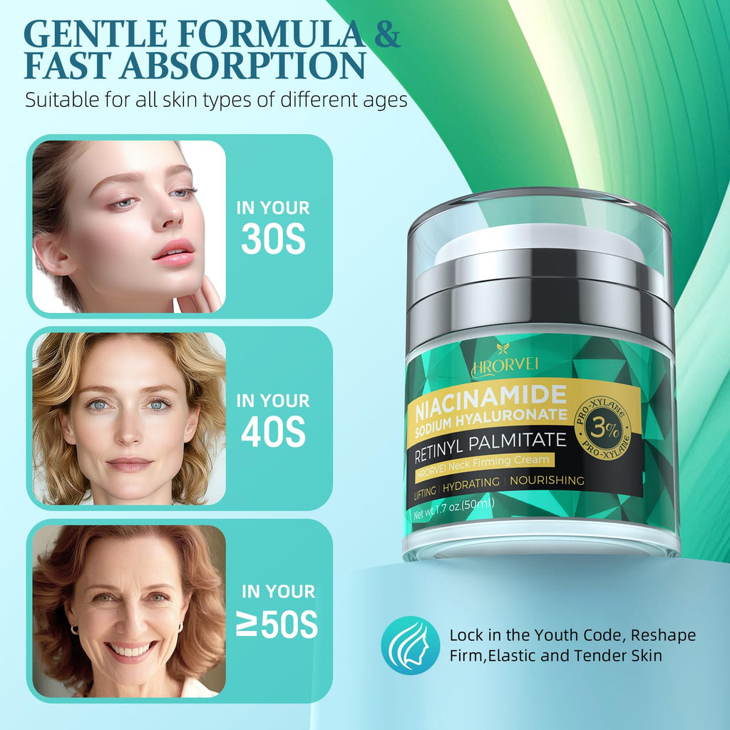 Hrorvei Neck Cream: Retinol, Collagen & Hyaluronic Acid Overnight Firming