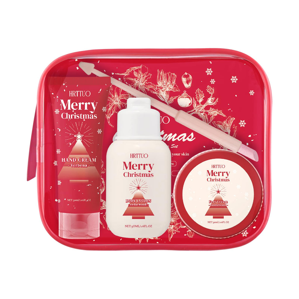 HRTTUO Christmas Body Care Gift Set for Women | Moisturizing Body Lotion, Hand Cream & Foot Cream