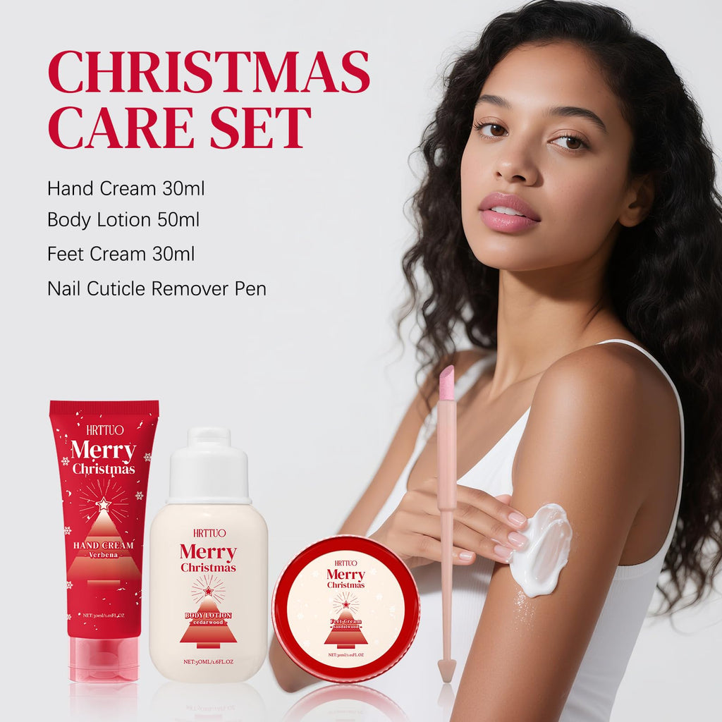 HRTTUO Christmas Body Care Gift Set for Women | Moisturizing Body Lotion, Hand Cream & Foot Cream