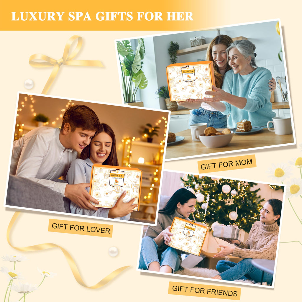 HSOEIXL 9-Piece Almond Milk & Honey Bath & Spa Gift Set – Gifts for Women