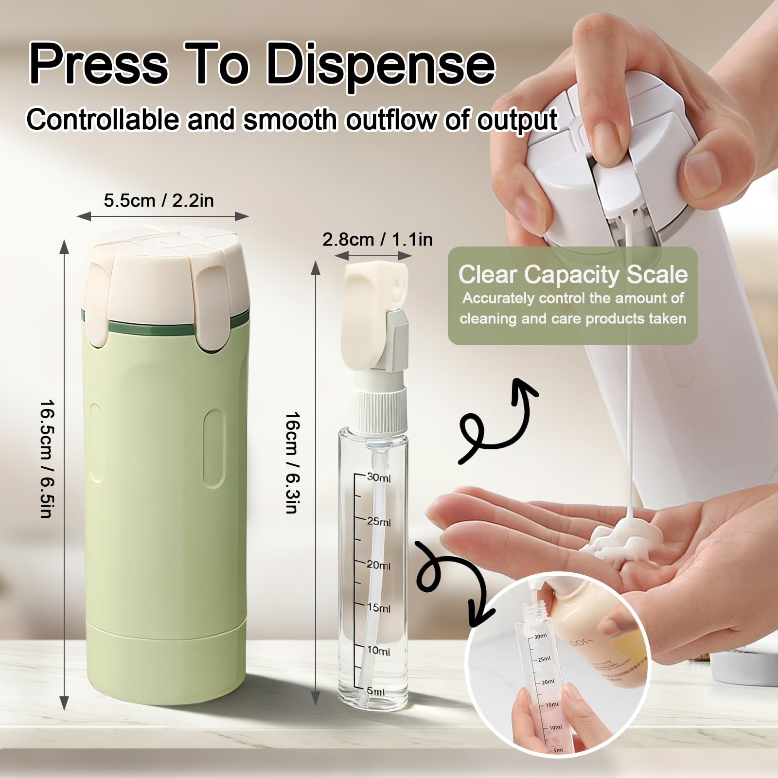 HSXCCL 4-in-1 Travel Dispenser Bottles | Refillable, Spill-Proof & Space-Saving for Vacation or Business Trips