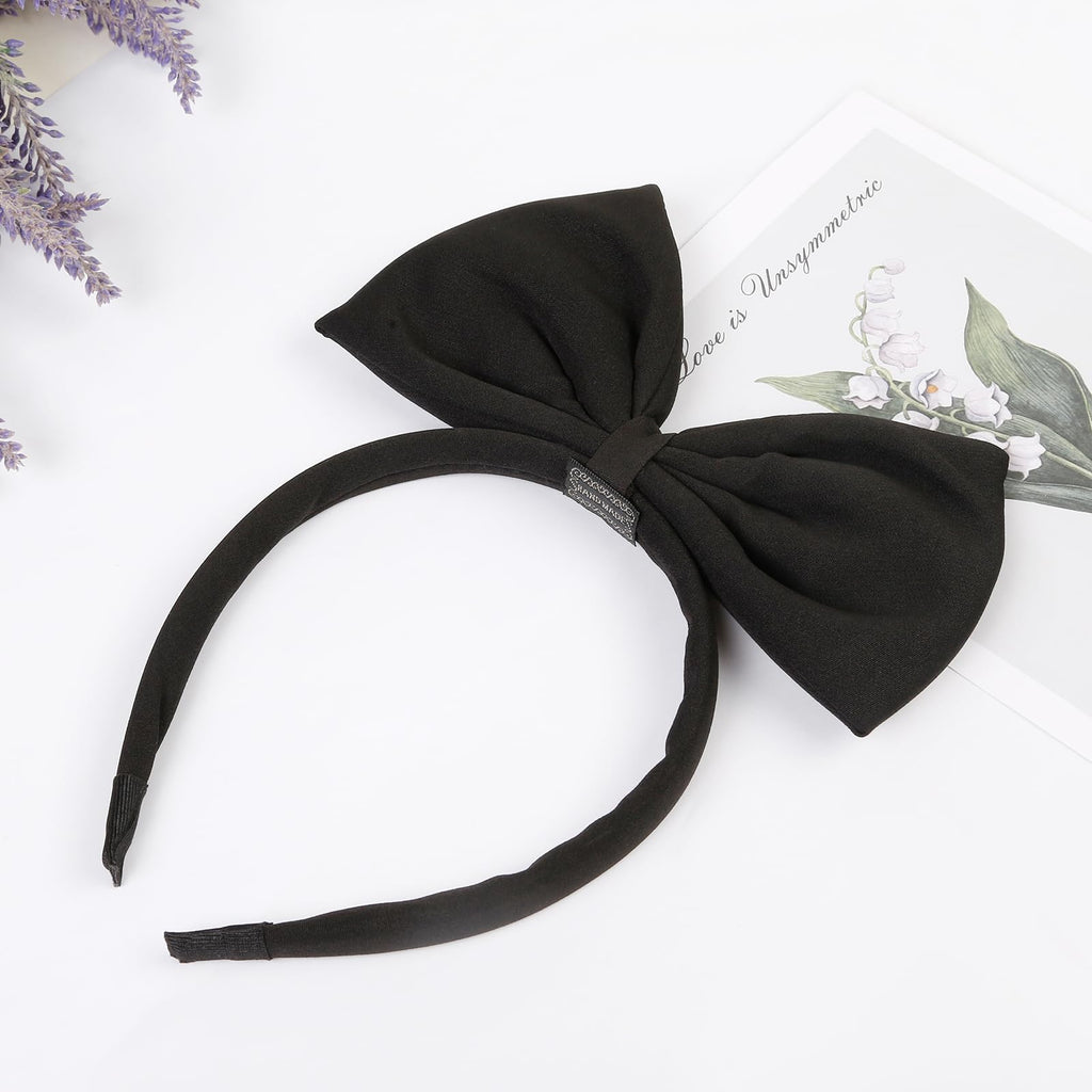 Huachi Black Bow Headband for Women | Cute Big Bow Hair Accessory for Cosplay & Parties