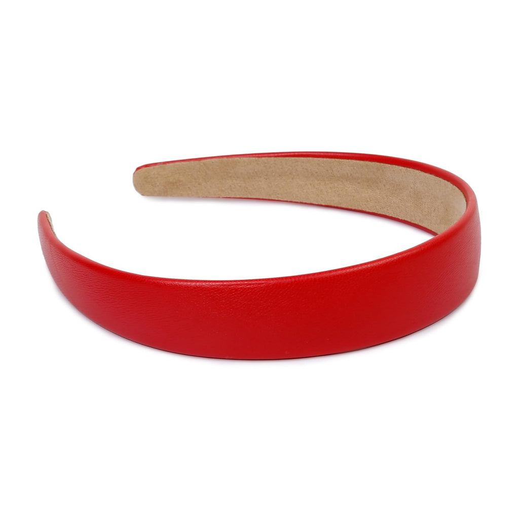 Huachi Red Headbands for Women | 1-Inch Faux Leather Wide Headband