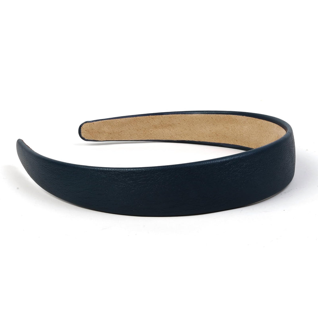 Huachi Navy Blue 1-Inch Faux Leather Headband for Women