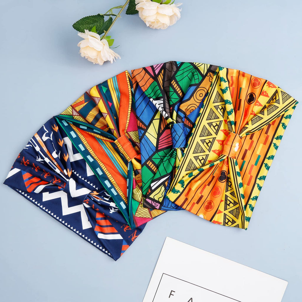 Huachi Wide Headbands for Women – Boho Knotted Non-Slip Headwraps (Pack of 4)