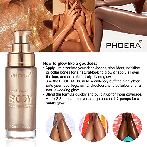 HuaQing PHOERA Body Luminizer 2 Pack – Rose Gold & Glistering Bronze, Waterproof Glow