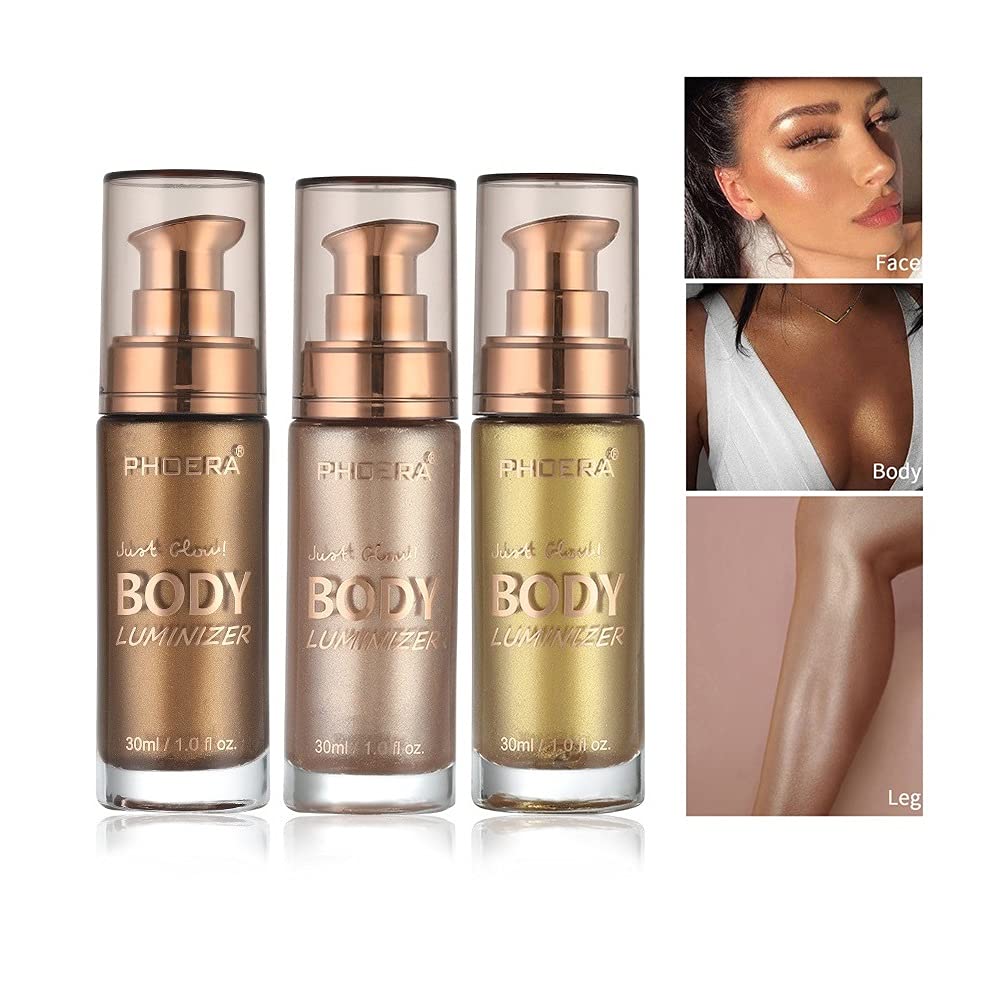 HuaQing PHOERA Body Luminizer 2 Pack – Rose Gold & Glistering Bronze, Waterproof Glow