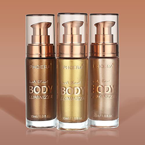 HuaQing PHOERA Body Luminizer 2 Pack – Rose Gold & Glistering Bronze, Waterproof Glow