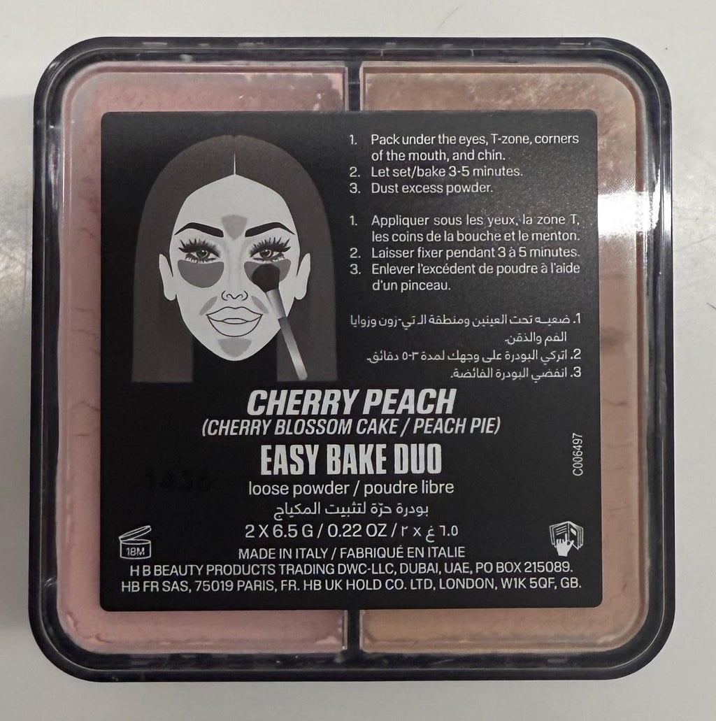 Huda Easy Bake Loose Powder Duo – Cherry Peach (Cherry Blossom Cake & Peach Pie) – 2 x 6.5g