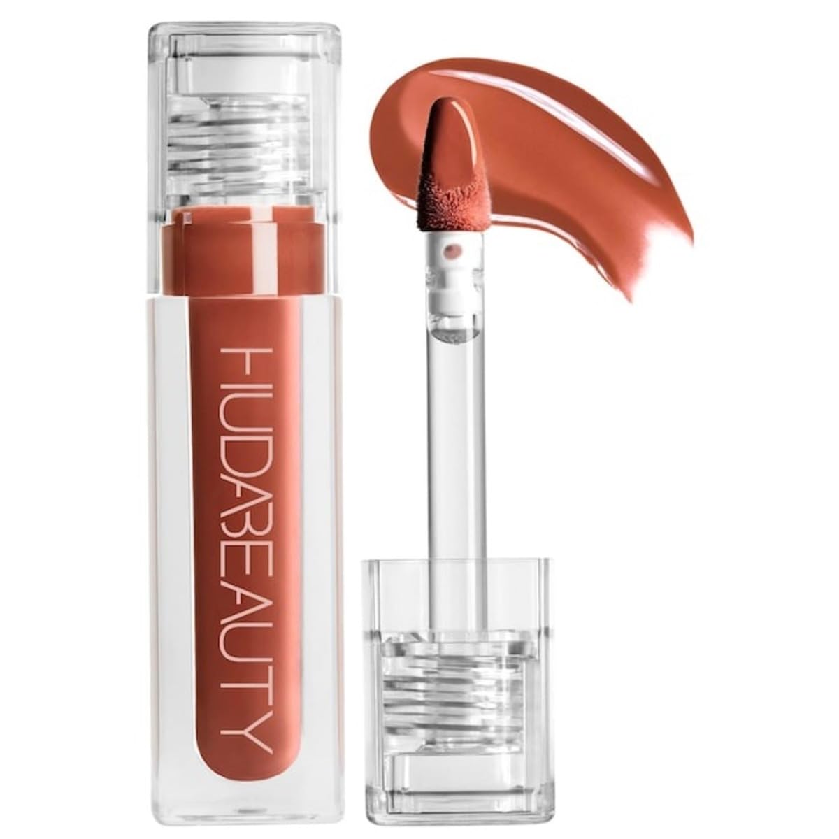 Huda Beauty Faux Filler Extra Shine Lip Gloss Foxy – Caramel Brown