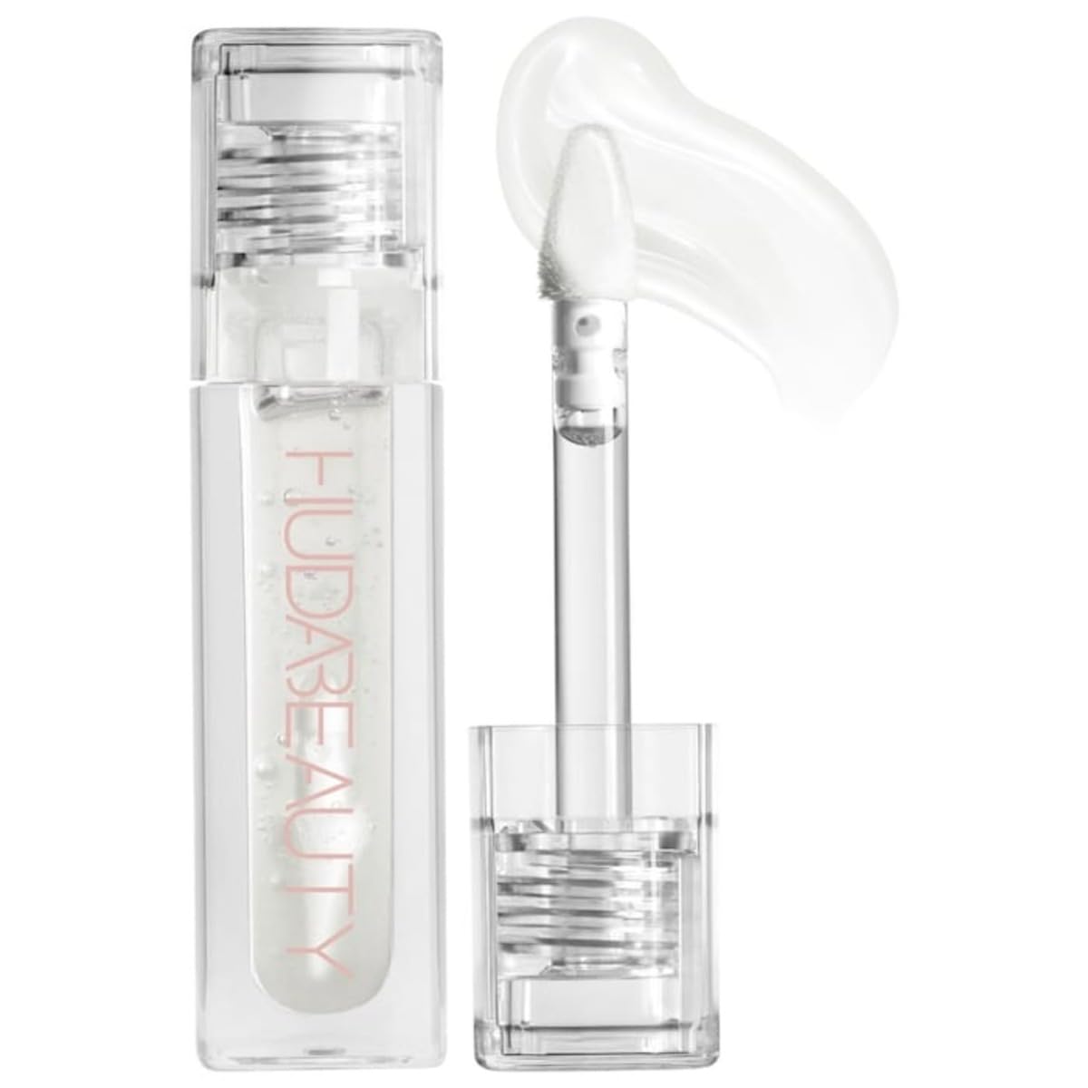 Huda Faux Filler Extra Shine Lip Gloss – Glassy (Clear) | Hydrating, High-Gloss Lip Shine 0.13 fl oz