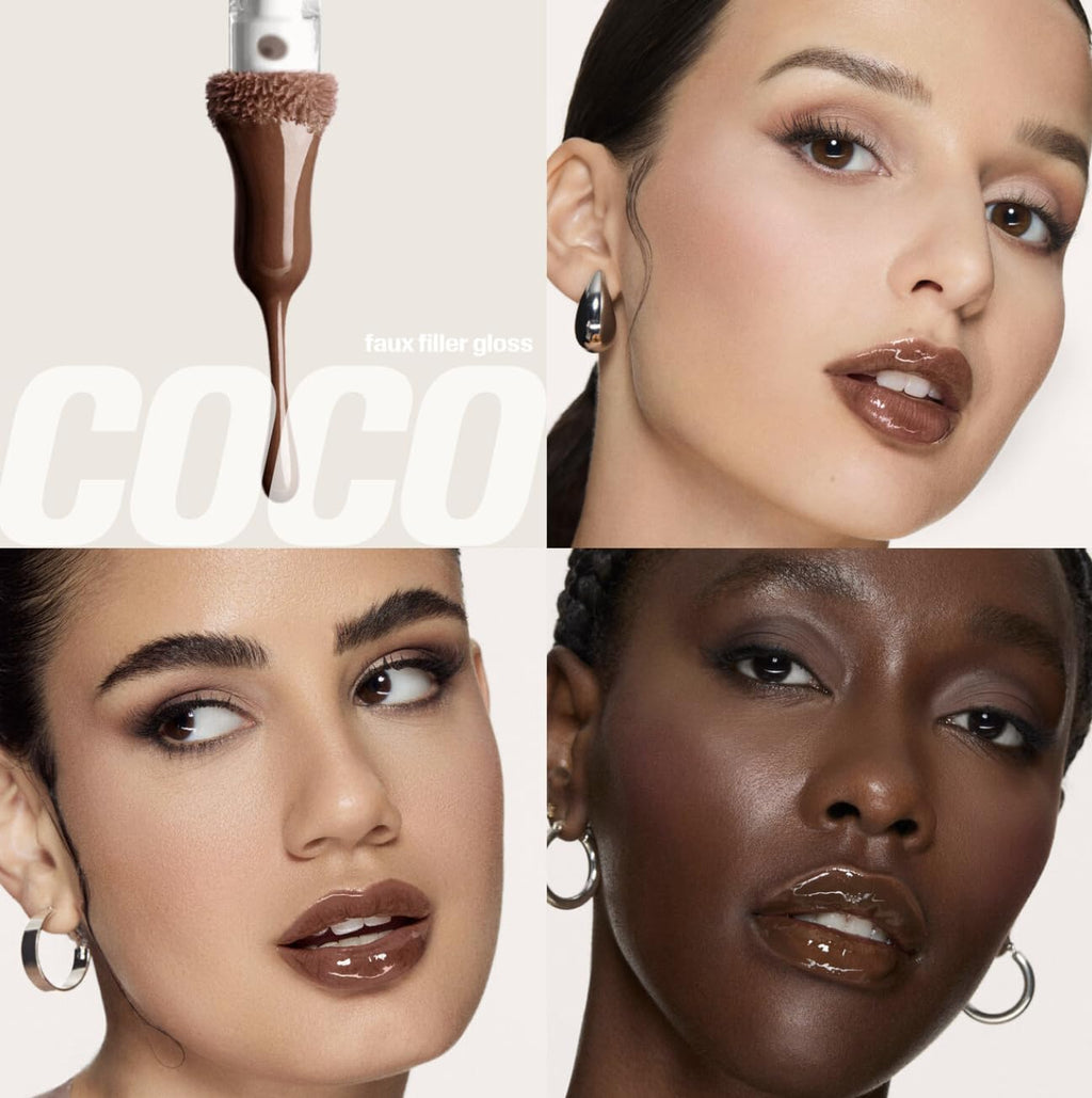 HUDA BEAUTY Juicy Coco Lip Duo – Mini Lip Contour 2.0 Terracotta + Faux Filler Gloss (Travel Size)