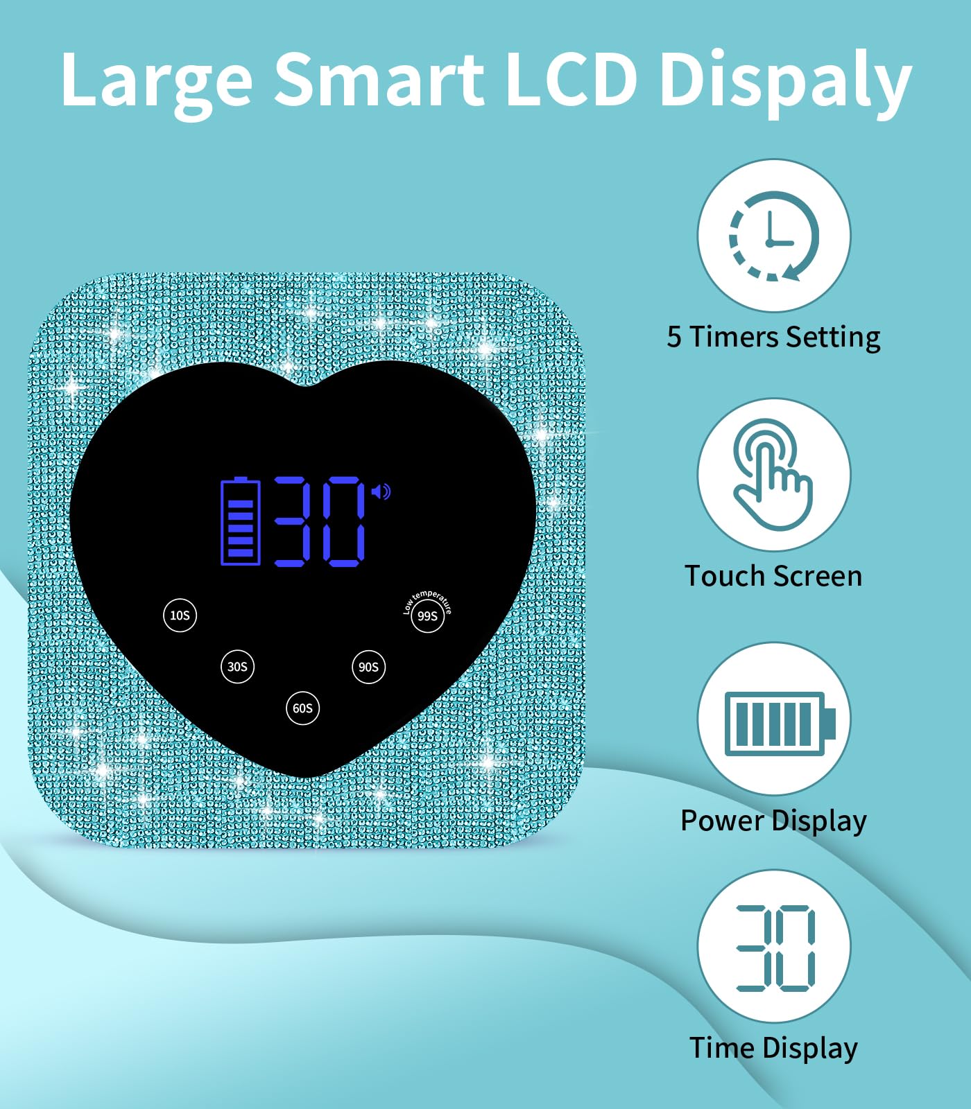 HUGMAPLE UV Nail Lamp 72W – Rechargeable Cordless Diamond LED Dryer, 5 Timer Settings