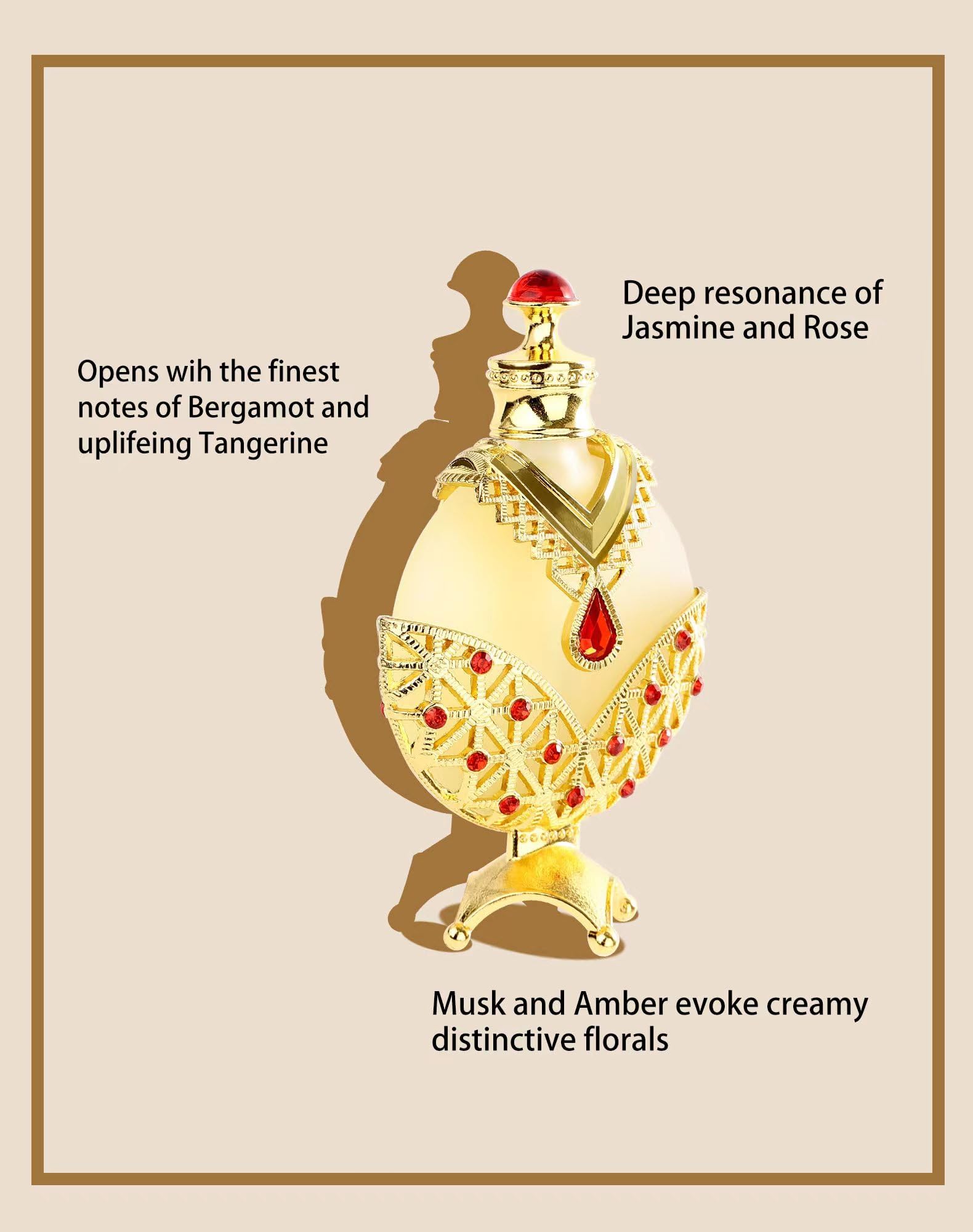Huibao Gold Arabian Concentrated Perfume Oil for Women - Long-Lasting Arabic Perfume (12ml)