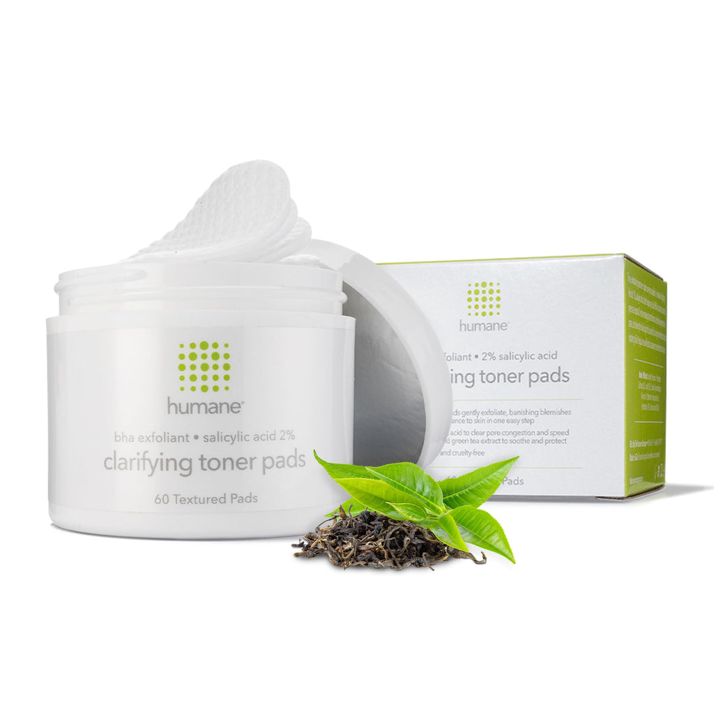 Humane Clarifying Toner Pads — 2% BHA Exfoliating Pads for Clearer Pores (60 Count)