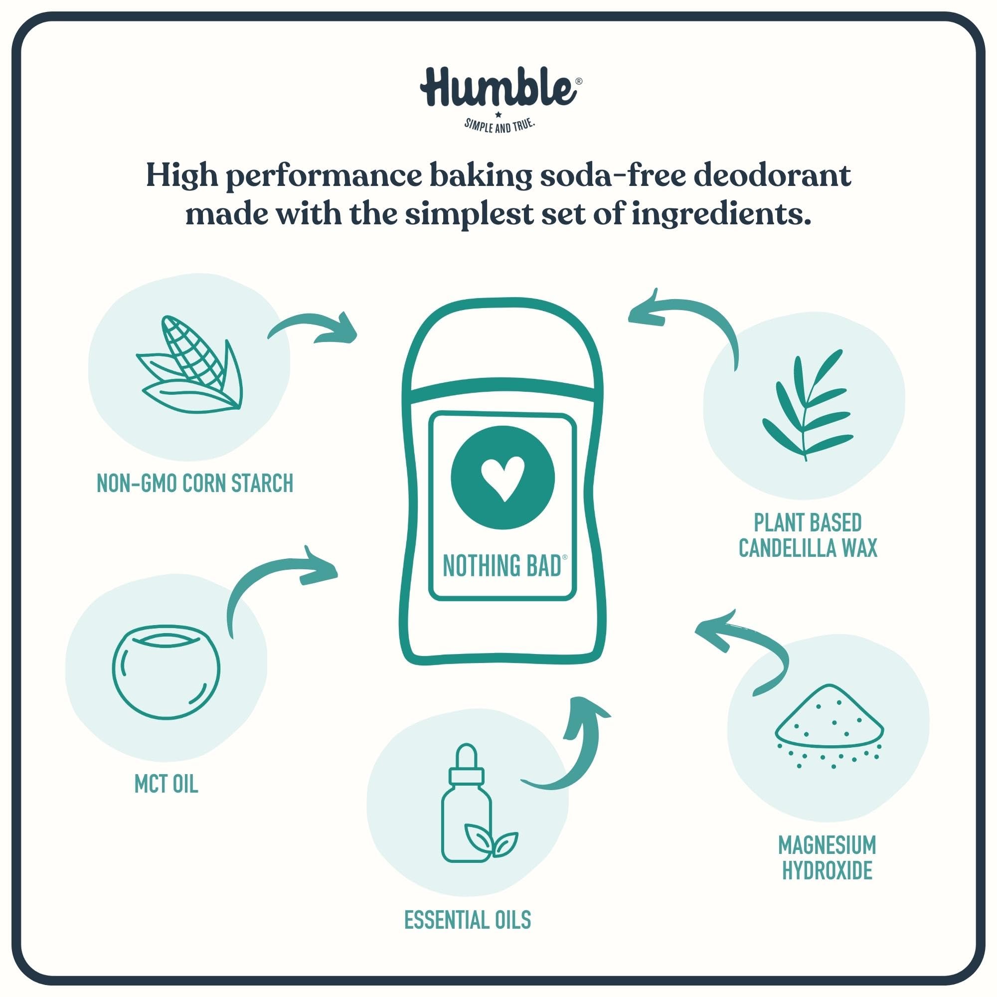 Humble Brands Aluminum-Free Deodorant – Vegan, Cruelty-Free, Sensitive Skin Formula – Patchouli Copal, Bergamot Ginger, Moroccan Rose – 2.5 oz x3