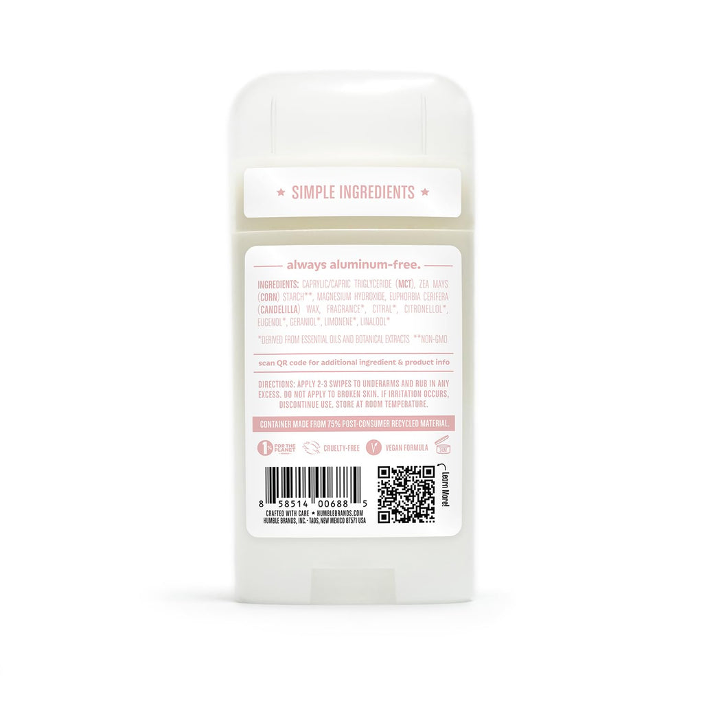 Humble Brands Aluminum-Free Deodorant – Vegan, Cruelty-Free, Sensitive-Skin Safe (Lavender, Rose, Unscented) – Pack of 3