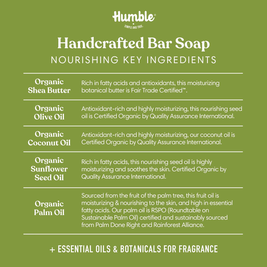 Humble Brands Handcrafted Lemongrass & Sage Soap Bars – Organic Cold Processed, 3 Pack