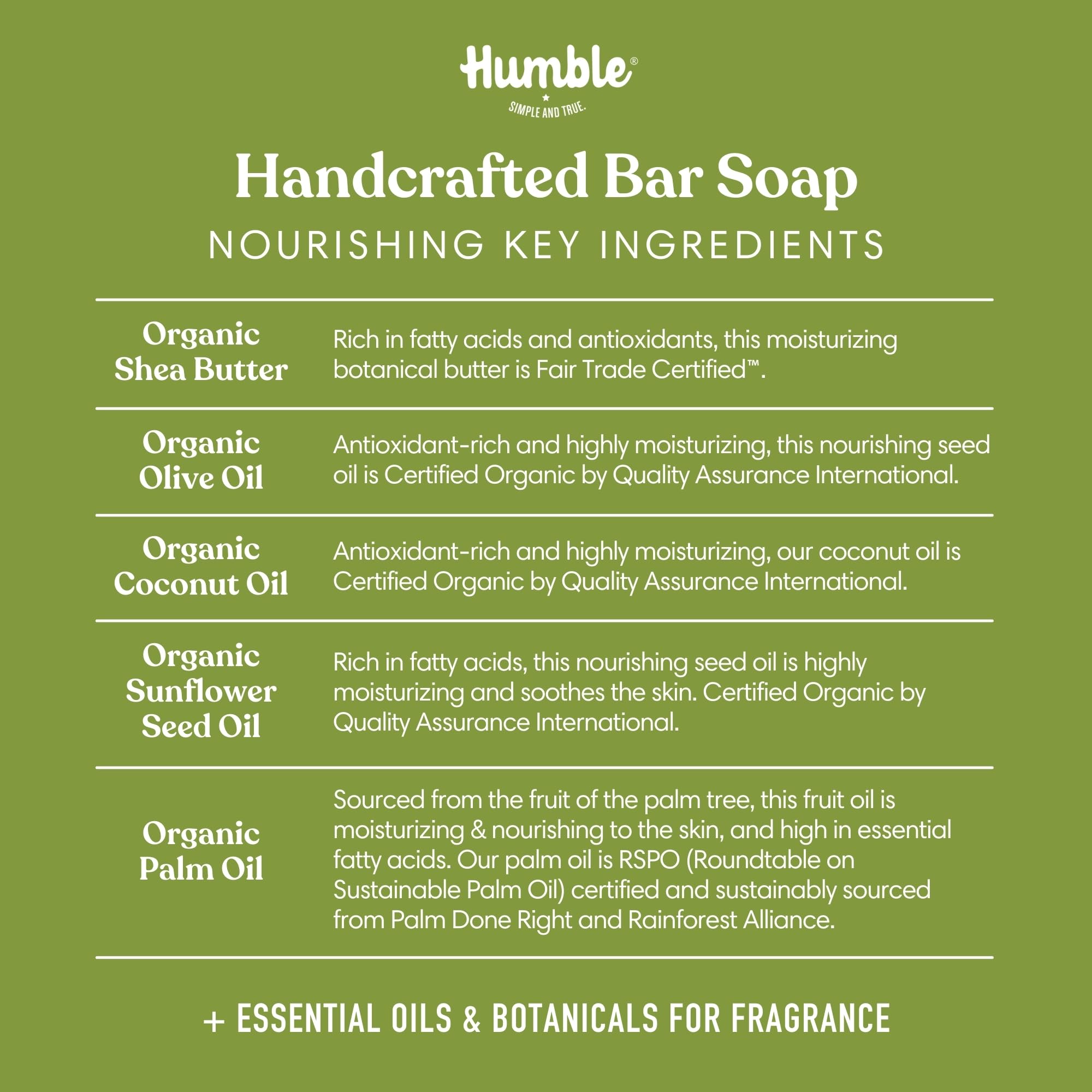 Humble Brands Handcrafted Lemongrass & Sage Soap Bars – Organic Cold Processed, 3 Pack