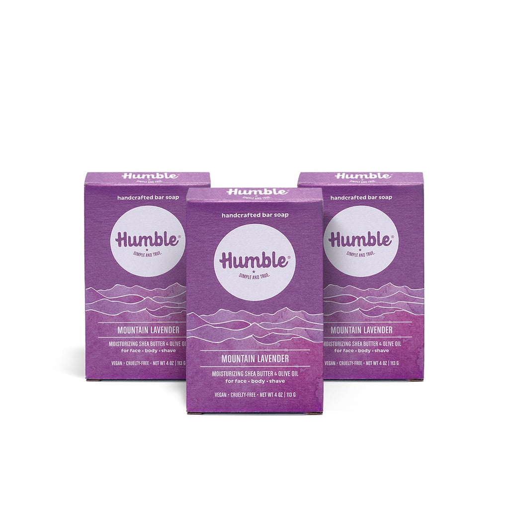 Humble Brands Mountain Lavender Handcrafted Soap – 3 Pack, Cold-Process, Cruelty-Free, Organic