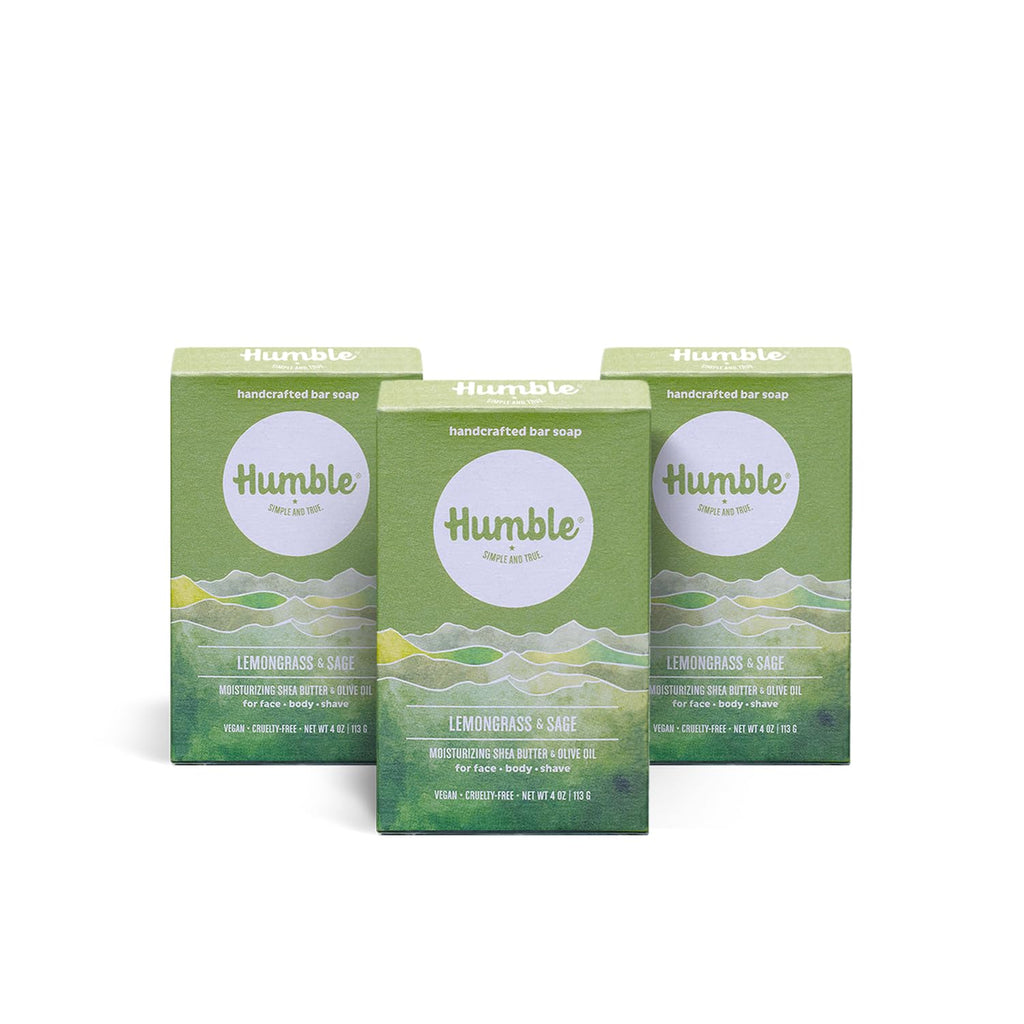 Humble Brands Handcrafted Lemongrass & Sage Soap Bars – Organic Cold Processed, 3 Pack