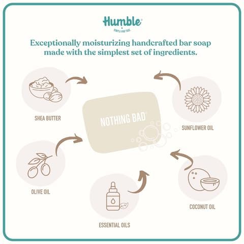 Humble Brands Handcrafted Lemongrass & Sage Soap Bars – Organic Cold Processed, 3 Pack