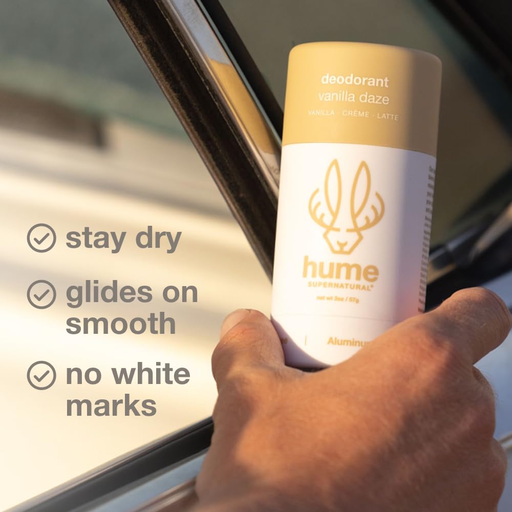 HUME SUPERNATURAL Aluminum Free Deodorant – Vanilla Daze 3-Pack | Probiotic, Plant-Based