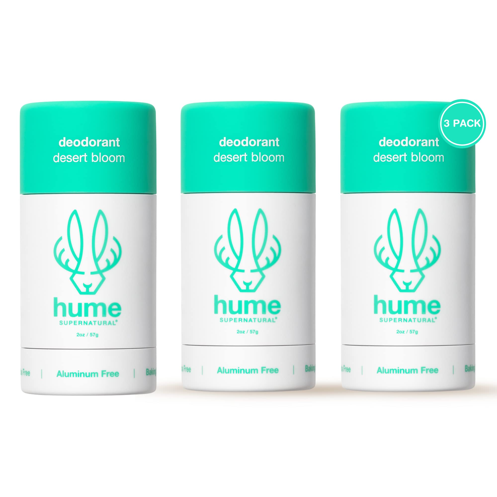 HUME SUPERNATURAL Probiotic Roll-On Deodorant – Aluminum-Free, Desert Bloom, 3-Pack
