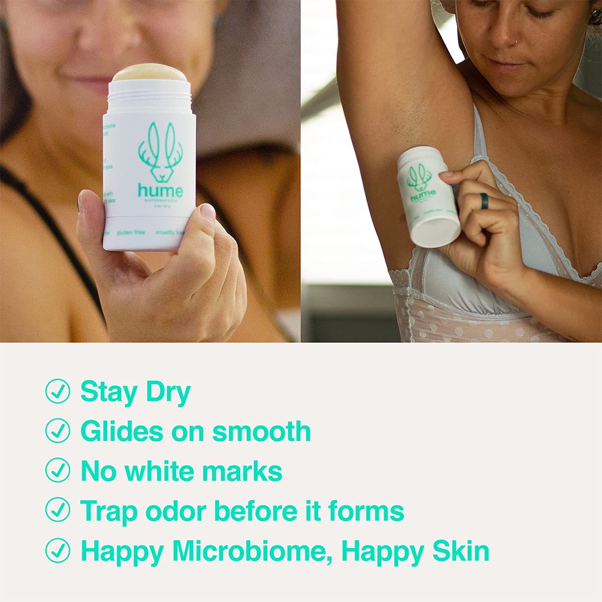 Hume Supernatural Aluminum Free Deodorant – Probiotic & Plant-Based (Desert Bloom, After Rain, Wild Coral)
