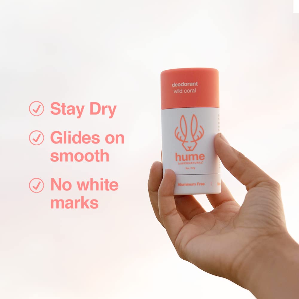 Hume Supernatural Aluminum Free Deodorant for Women & Men – Probiotic Plant-Based Formula | Wild Coral