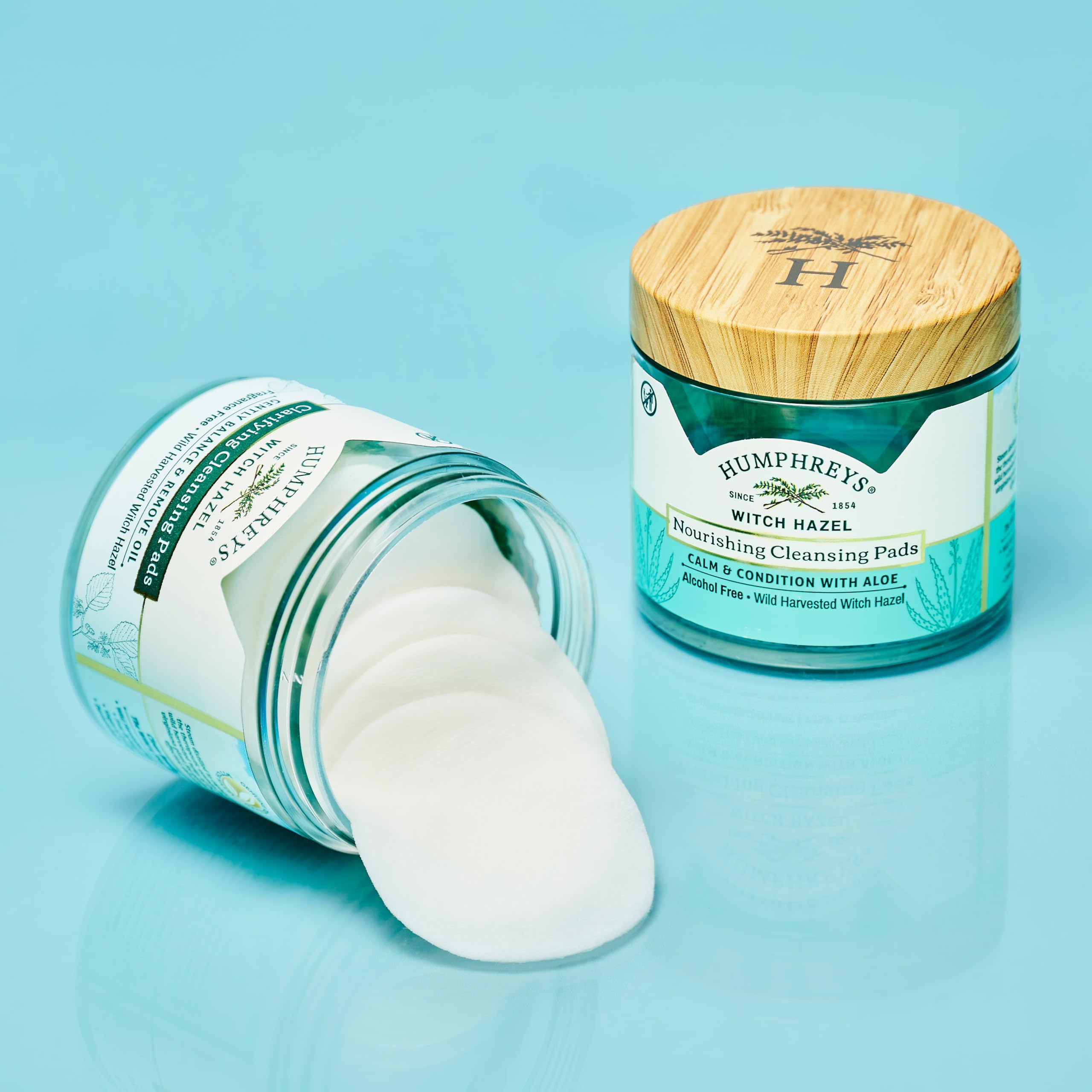 Humphreys Witch Hazel Nourishing Cleansing Pads – Alcohol-Free, Aloe Hydration, 60 Rounds