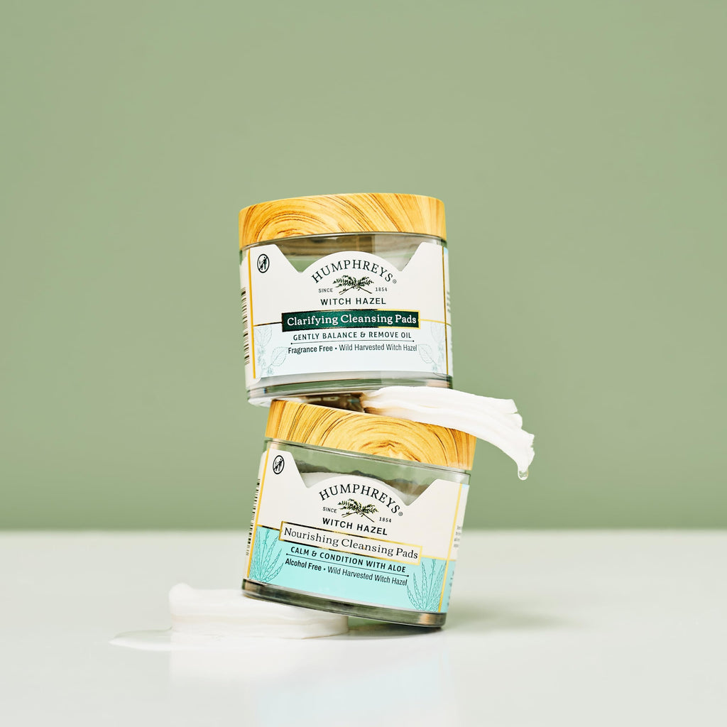 Humphreys Witch Hazel Nourishing Cleansing Pads – Alcohol-Free, Aloe Hydration, 60 Rounds