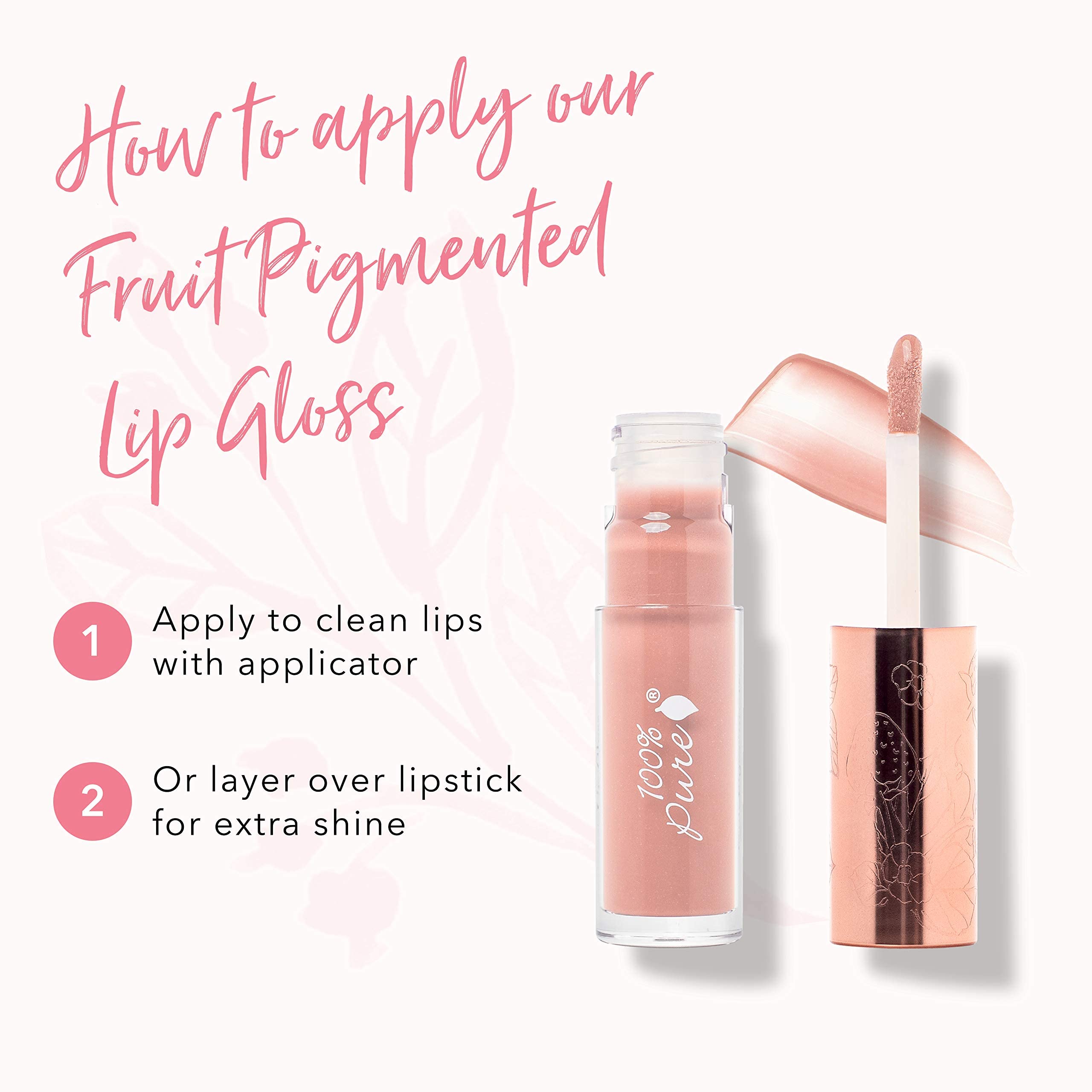 100% PURE Lip Gloss Naked — Fruit Pigmented, Warm Peachy Nude, High Shine