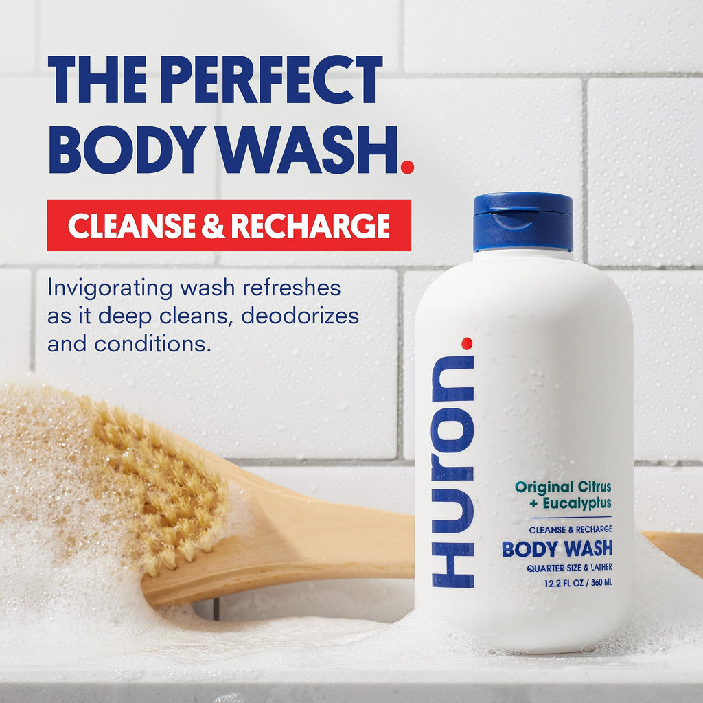 Huron Body Wash Duo – Citrus Eucalyptus & Sandalwood Black Pepper, 2-Pack, Vegan & Cruelty-Free, 12.2 fl oz