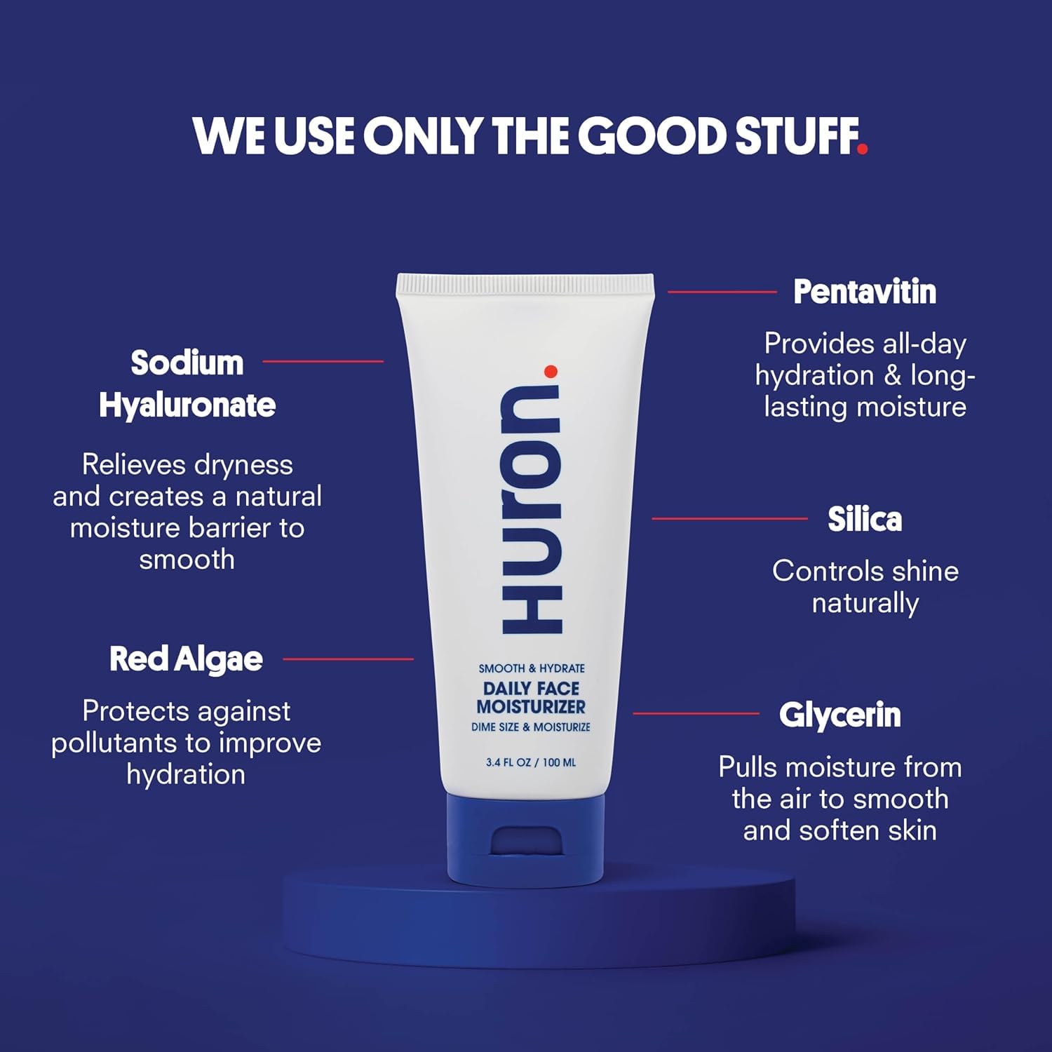 Huron Men’s Face Moisturizer – Lightweight Cooling Hydration, 2x3.4 oz, Vegan