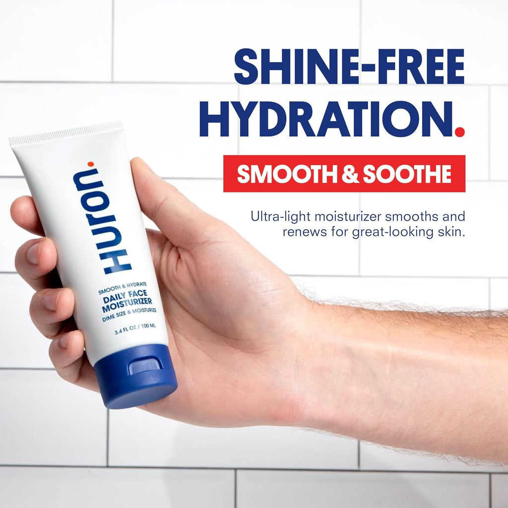 Huron Men’s Face Moisturizer – Lightweight Cooling Hydration, 2x3.4 oz, Vegan