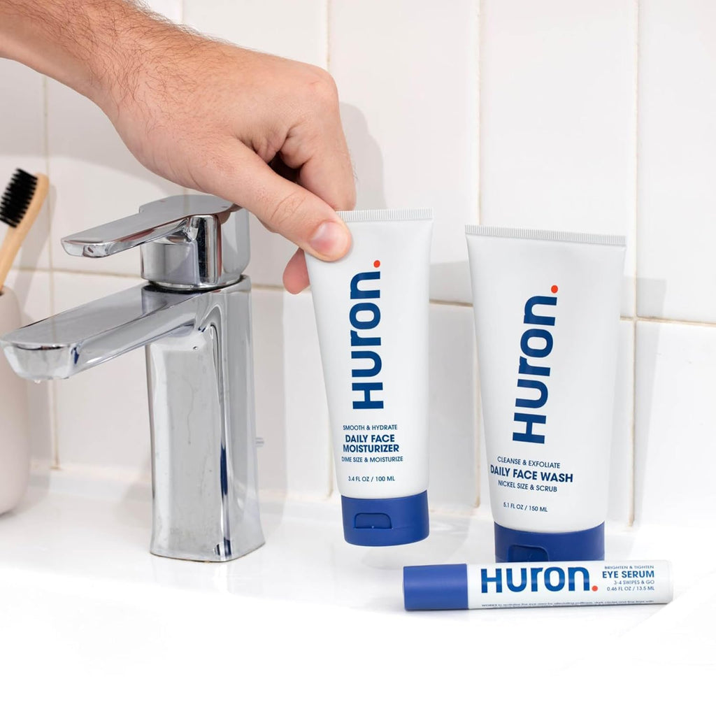 Huron Men’s Face Moisturizer – Lightweight Cooling Hydration, 2x3.4 oz, Vegan
