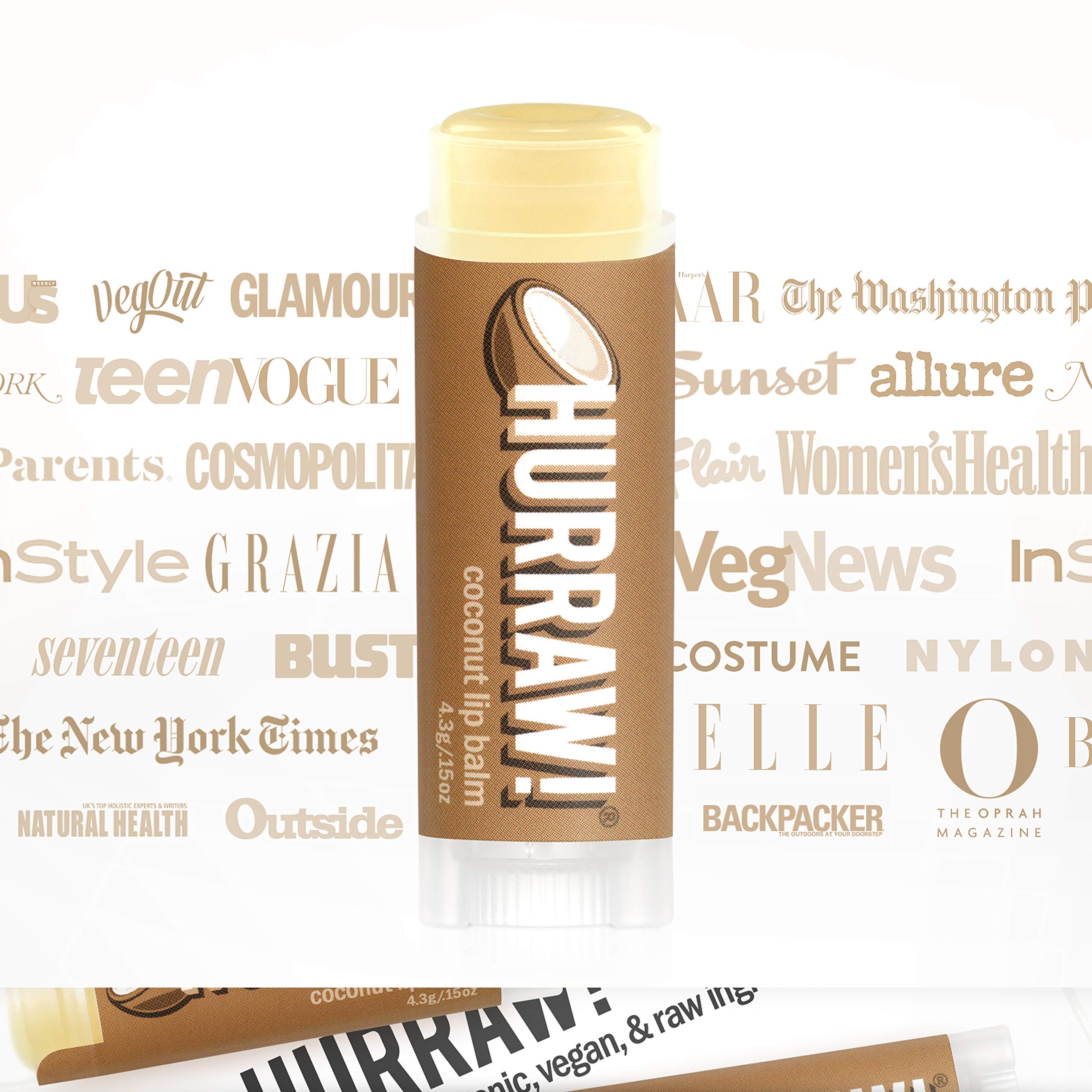 Hurraw! Coconut Lip Balm 5-Pack – Organic, Vegan, Gluten-Free