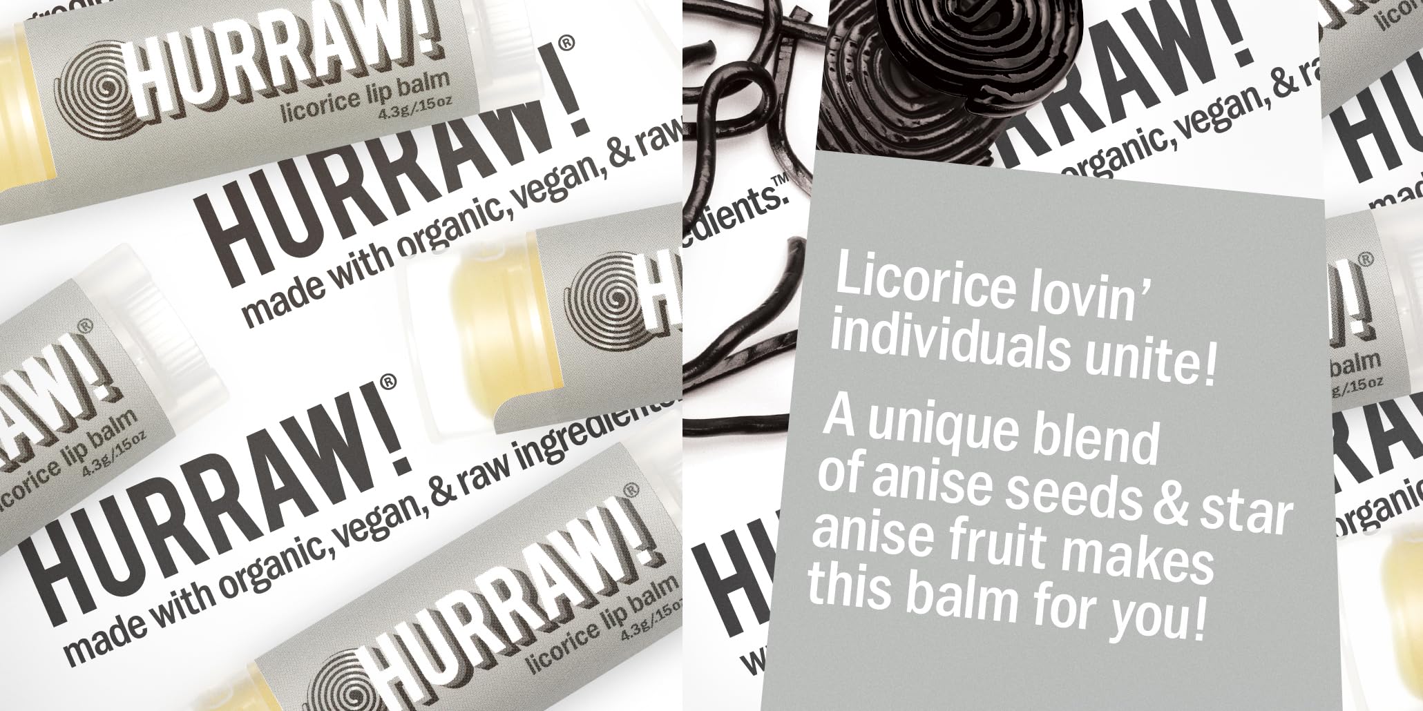 Hurraw! Licorice Lip Balm 4 Pack – Organic, Vegan, Cruelty-Free, Made in USA