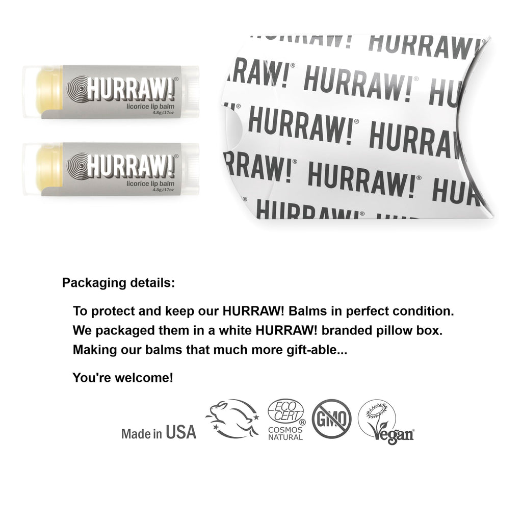 Hurraw! Licorice Lip Balm 4 Pack – Organic, Vegan, Cruelty-Free, Made in USA